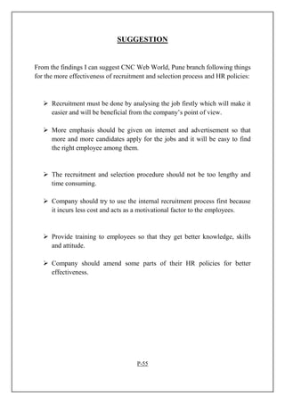 Project on recruitment and selection process | PDF