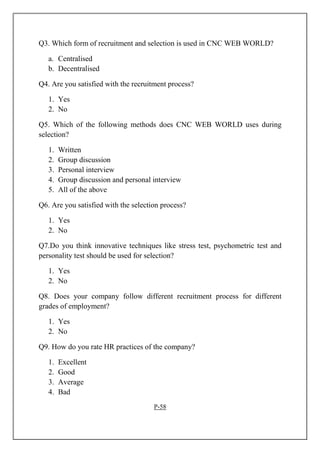 Project on recruitment and selection process | PDF