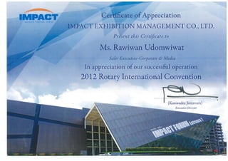 Certificate of Appreciation from Rotary