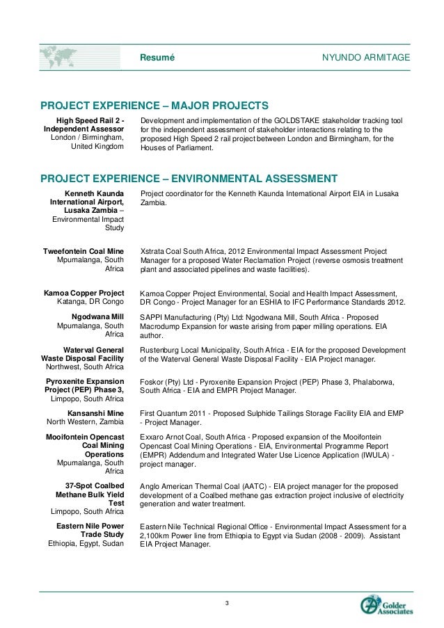 Environmental impact assessment resume