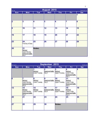 Collegiate Baseball Workout Outline