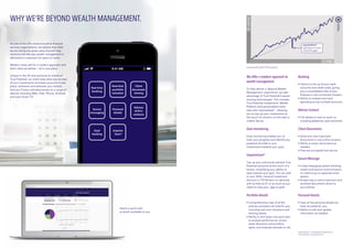 As one of the UK’s most innovative financial
services organisations, we believe that what
we are doing has great value and will help
revolutionise the way wealth management is
delivered to customers for years to come.
Modern times call for a modern approach and
that’s what we deliver – all in one place.
Unique in the UK and exclusive to clients of
True Potential, our client sites allow you to view
all your investments and bank accounts in one
place, whenever and wherever you choose.
And you’ll have unlimited access on a range of
devices including Web, iPad, iPhone, Android,
and even Smart TV.
We offer a modern approach to
wealth management
To help deliver a ‘Beyond Wealth
Management’ experience, we take
advantage of True Potential’s award-
winning technologies. This includes
True Potential Investments’ Wealth
Platform and personalised client
sites with impulseSave®
- allowing
you to top-up your investments at
the touch of a button via the web or
mobile device.
Goal monitoring
Goal monitoring enables you to
track your progress and identify any
potential shortfall in your
investments towards your goal.
impulseSave®
Top-up your previously advised True
Potential accounts at the touch of a
button, simplifying your ability to
save towards your goal. You can add
to your NISA, General Investment
Account or TPI Pension on-demand
with as little as £1 or as much as you
need to close your ‘gap to goal’.
Portfolio Details
•	Comprehensive view of all the 		
	 policies and plans we hold for you, 	
	 including real-time valuations and 	
	 existing assets.
•	Ability to drill down into each plan 	
	 to analyse performance, review 		
	 asset allocation and portfolio 		
	 splits, and evaluate attitude to risk.
Banking
•	Option to link up all your bank 		
	 accounts and credit cards, giving 		
	 you a consolidated view of your 		
	 finances in one convenient location.
•	Ability to analyse and track 		
	 spending across multiple accounts.
Adviser Contact
•	Full details on how to reach us, 		
	 including telephone, post and email.
Client Documents
•	Store and view important 		
	 documents in one online location.
•	Ability to share 	documents as 		
	 needed.
•	Files are encrypted and secure.
Secure Message
•	2-way messaging system allowing 	
	 instant and secure communication, 	
	 no need to go to separate email 		
	 system.
•	Simple way to send important and 	
	 sensitive documents direct to
	 your adviser.
Personal Details
•	View all the personal details we 		
	 have recorded for you.
•	Ability to edit and update 		
	 information as needed.
WHY WE’RE BEYOND WEALTH MANAGEMENT.
Here’s a quick look
at what’s available to you:
S
AM
Phone
N
SS
NNNN
SSSSSSSSSSSSSSSSSSS
Safari
Real time
banking
Secure
messaging
Goal
tracking
Real time
portfolio
valuation
Personal
details
Client
document
sharing
Adviser
& firm
contacts
impulseSave®
is a registered trademark of
True Potential Investments LLP.
 