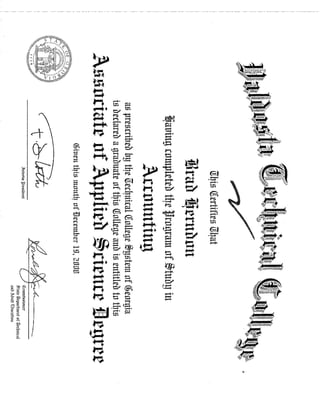 Accounting Associate of Applied Science Degree.
