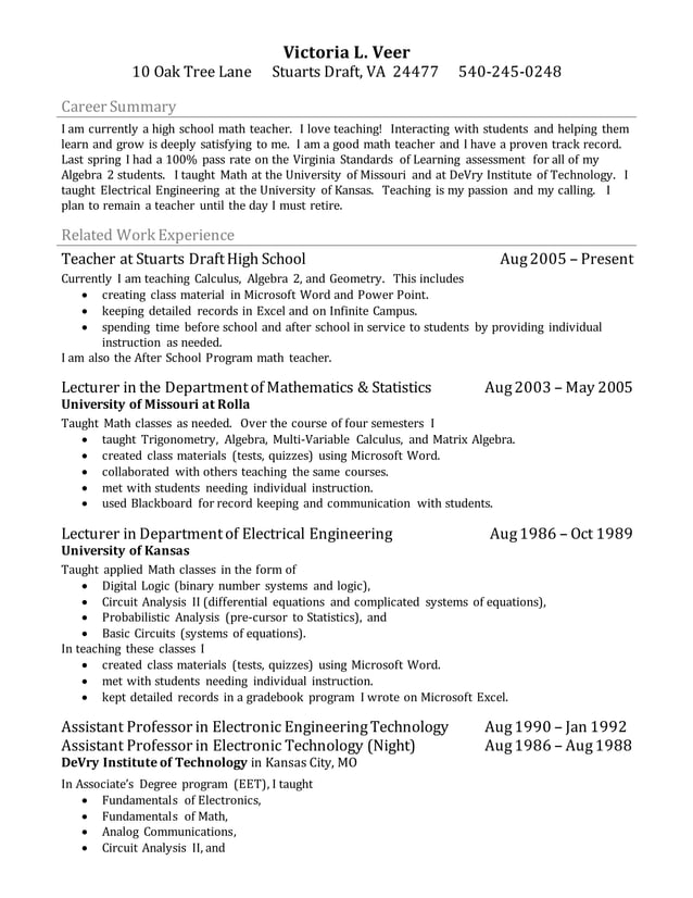 Teacher Resume bullets PDF - Teacher Resume Bullets 1 638