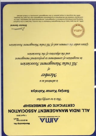 AIMA Certificate