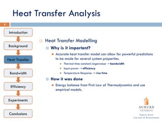 Heat Transfer Analysis
8
Introduction
Background
Heat Transfer
Bandwidth
Efficiency
Experiments
Conclusions
 Heat Transfe...