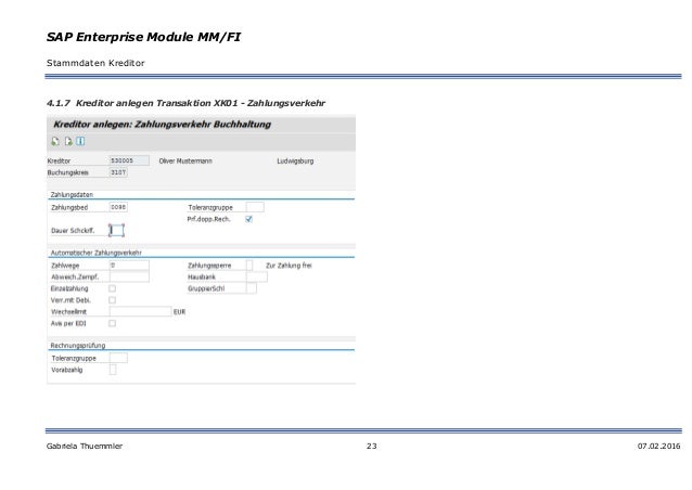 Allgemeine Prozesse Kreditoren Stammdaten