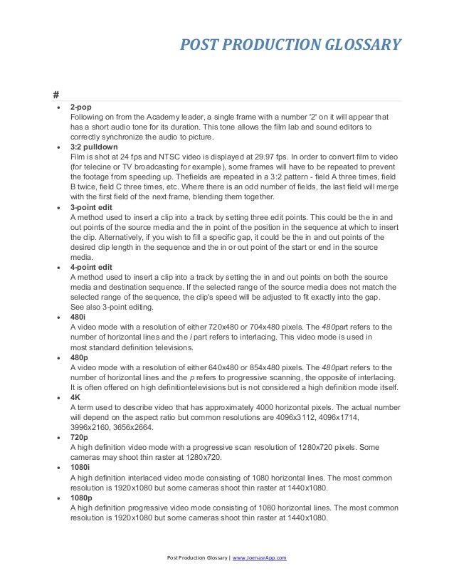 VIDEO EDITING GLOSSARY EPUB VIDEO EDITING GLOSSARY EPUB