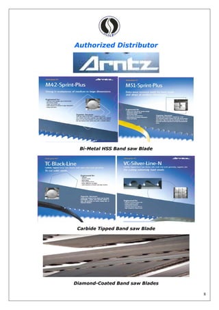 8
Authorized Distributor
Bi-Metal HSS Band saw Blade
Carbide Tipped Band saw Blade
Diamond-Coated Band saw Blades
 