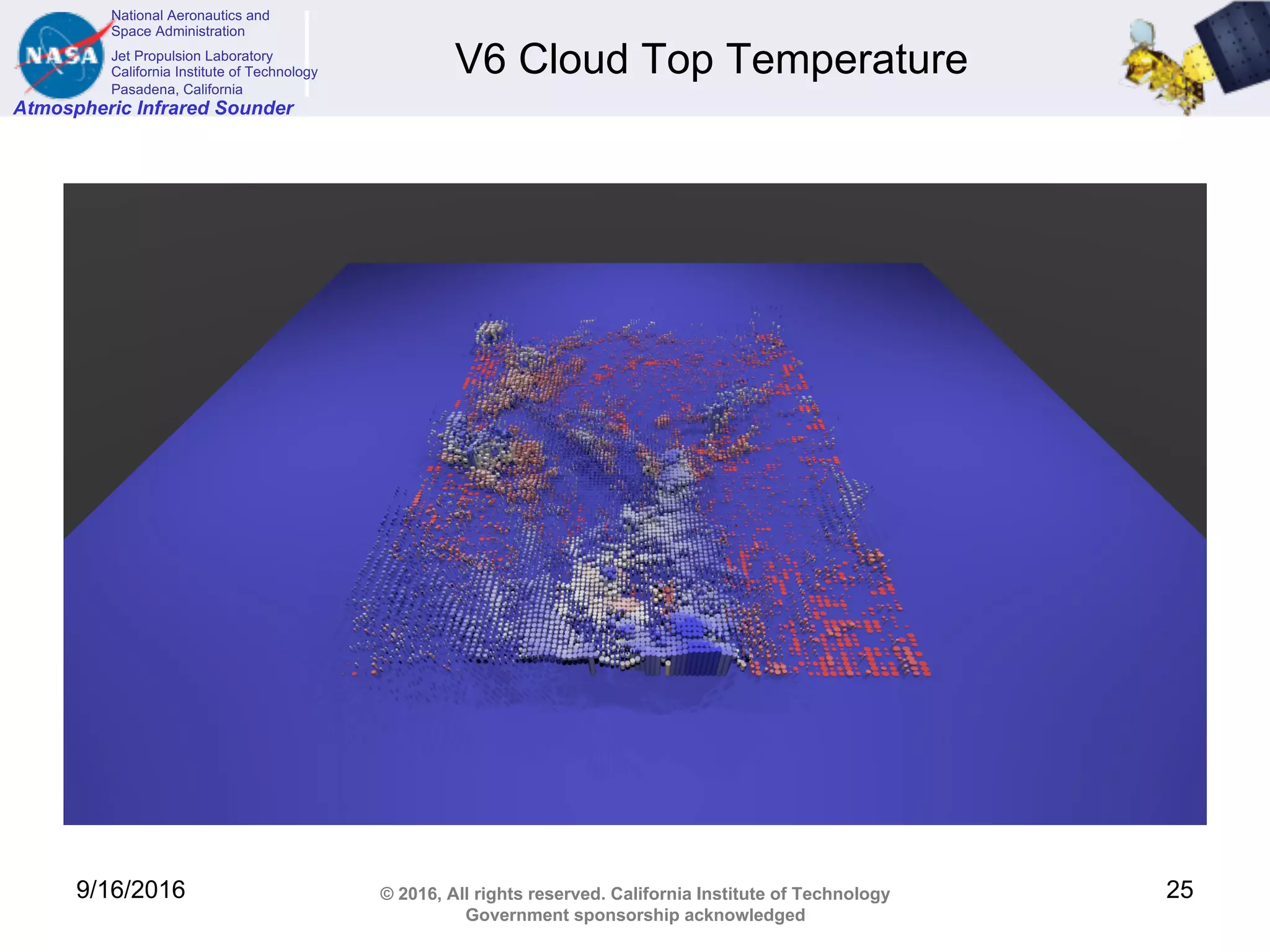 National Aeronautics and
Space Administration
Jet Propulsion Laboratory
California Institute of Technology
Pasadena, California
Atmospheric Infrared Sounder
© 2016, All rights reserved. California Institute of Technology
Government sponsorship acknowledged
V6 Cloud Top Temperature
9/16/2016 25
 
