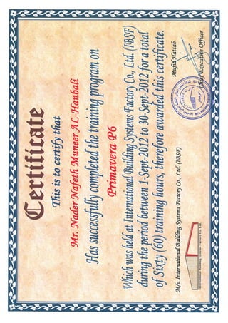 Nader Certificate