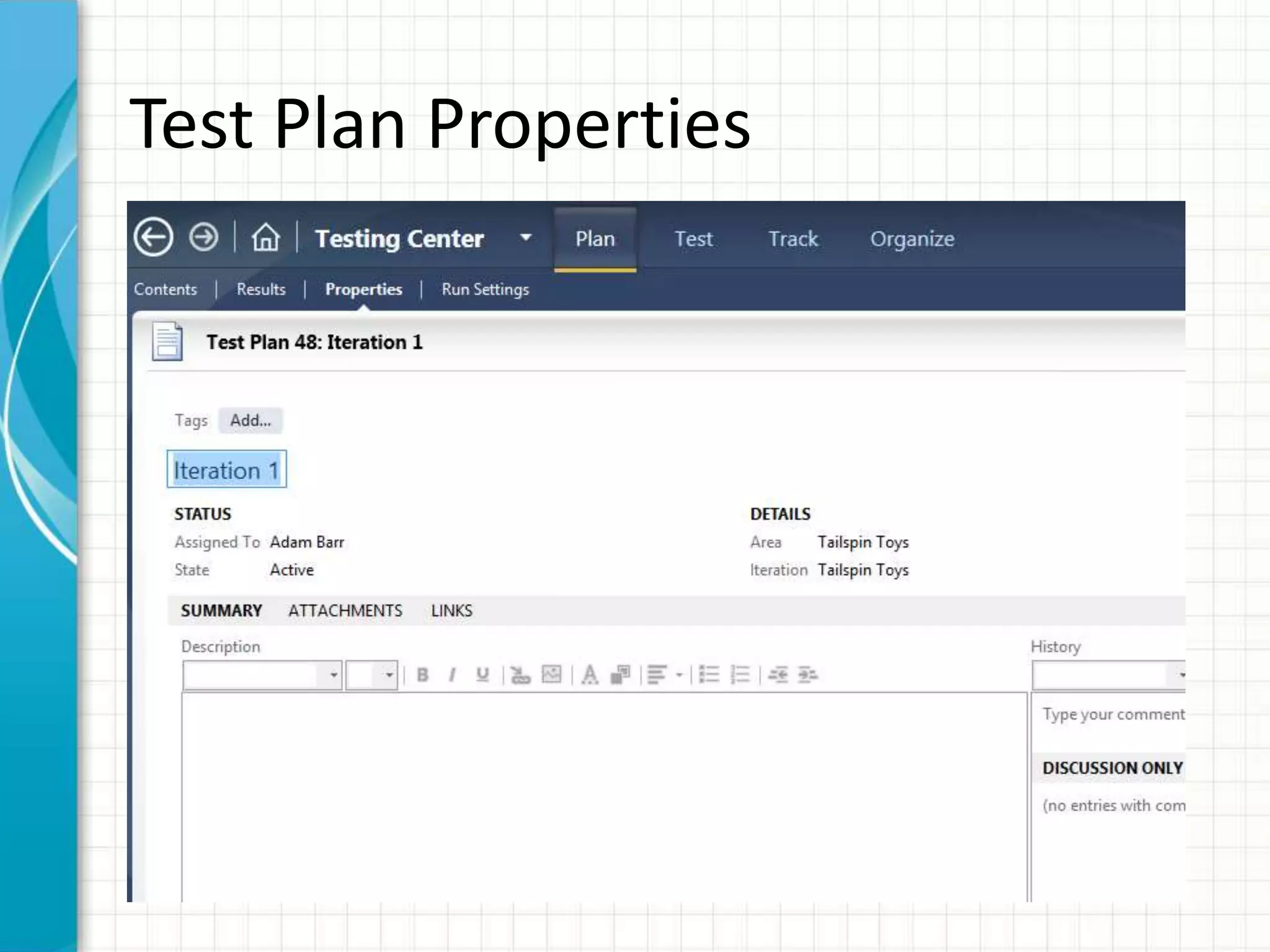 Test Plan Properties
 