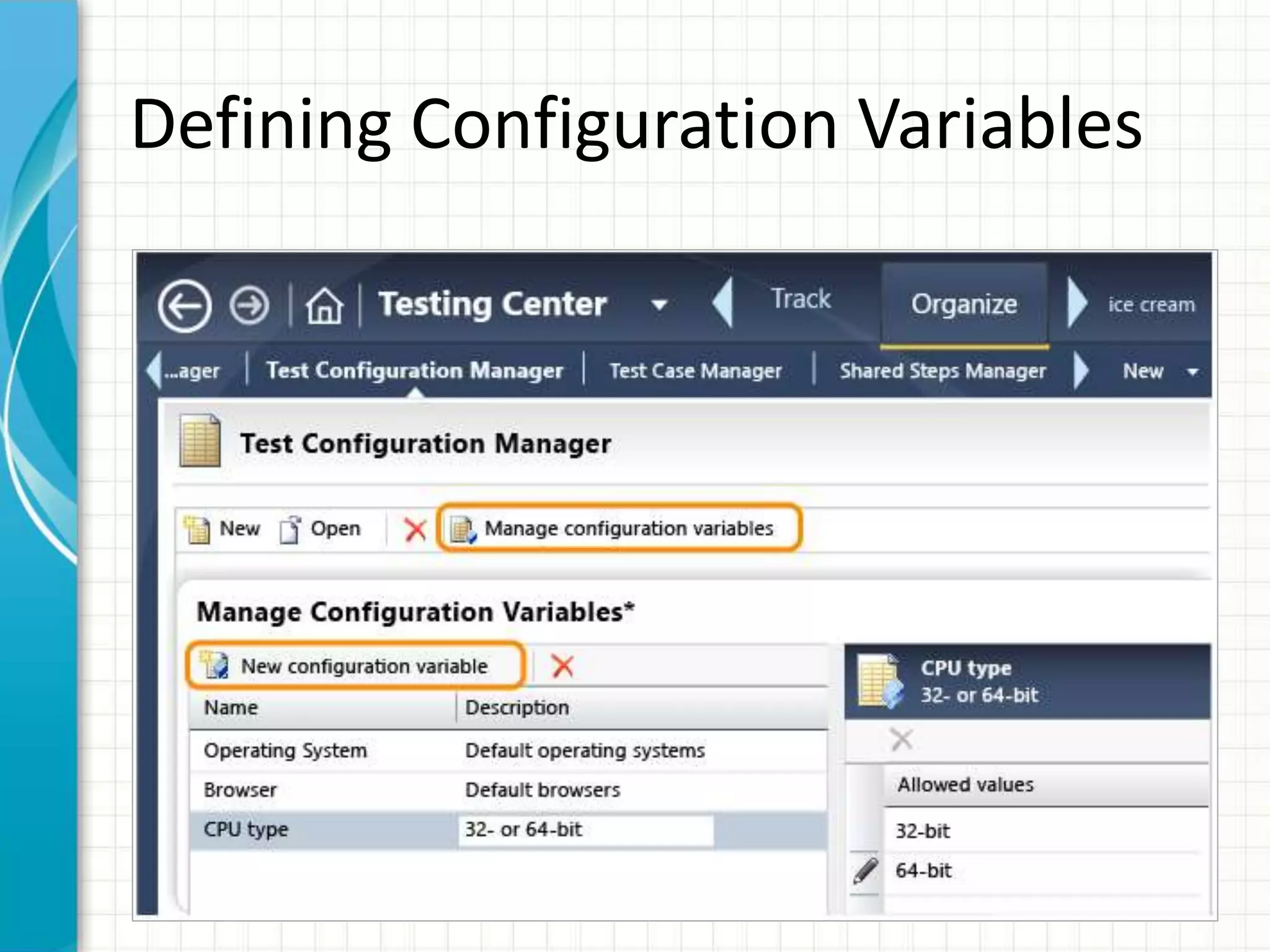 Defining Configuration Variables
 