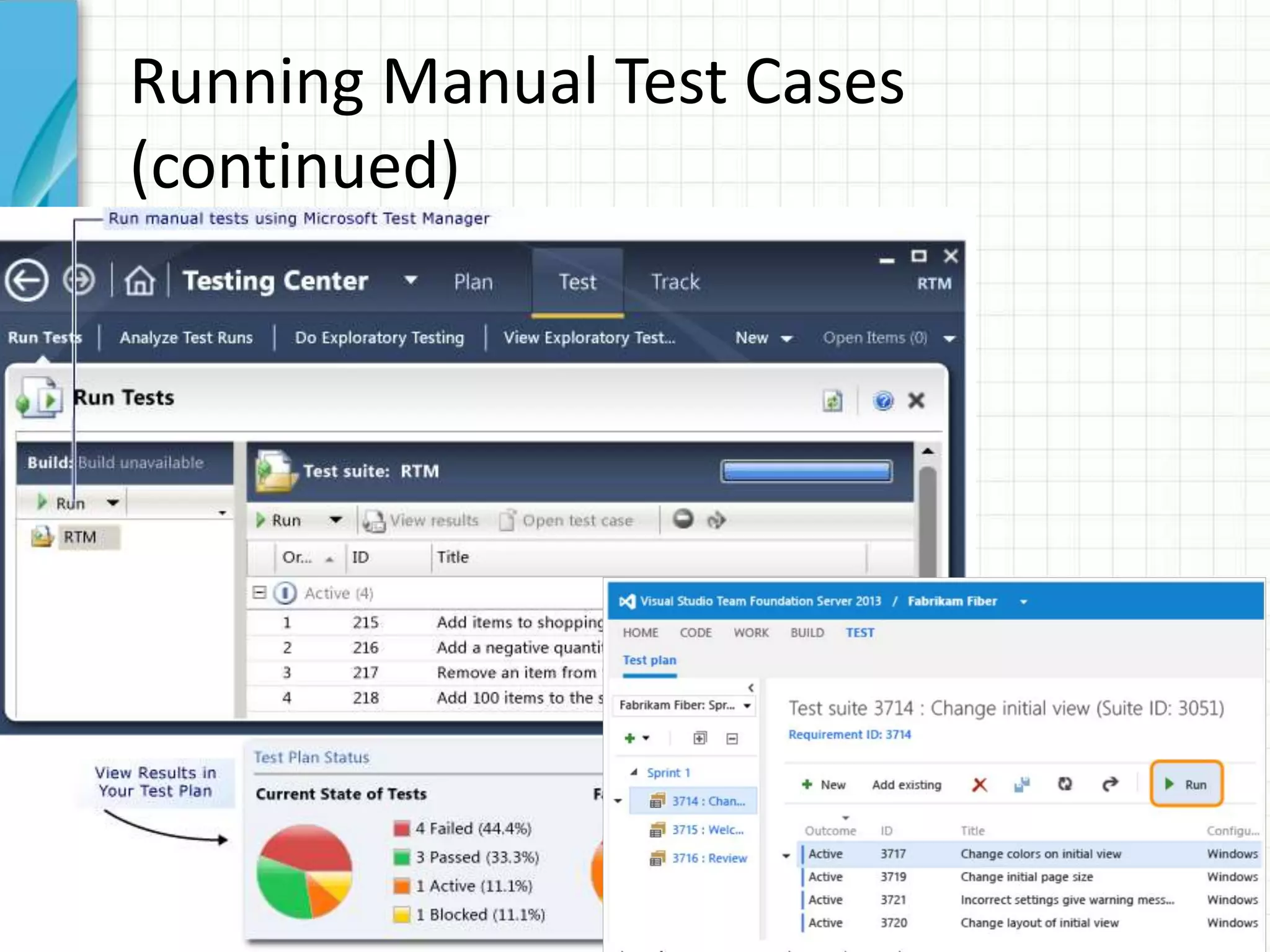 Running Manual Test Cases
(continued)
 