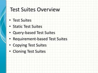 Testing Suite Examples Test Case Management with MTM 2013 | PPTX