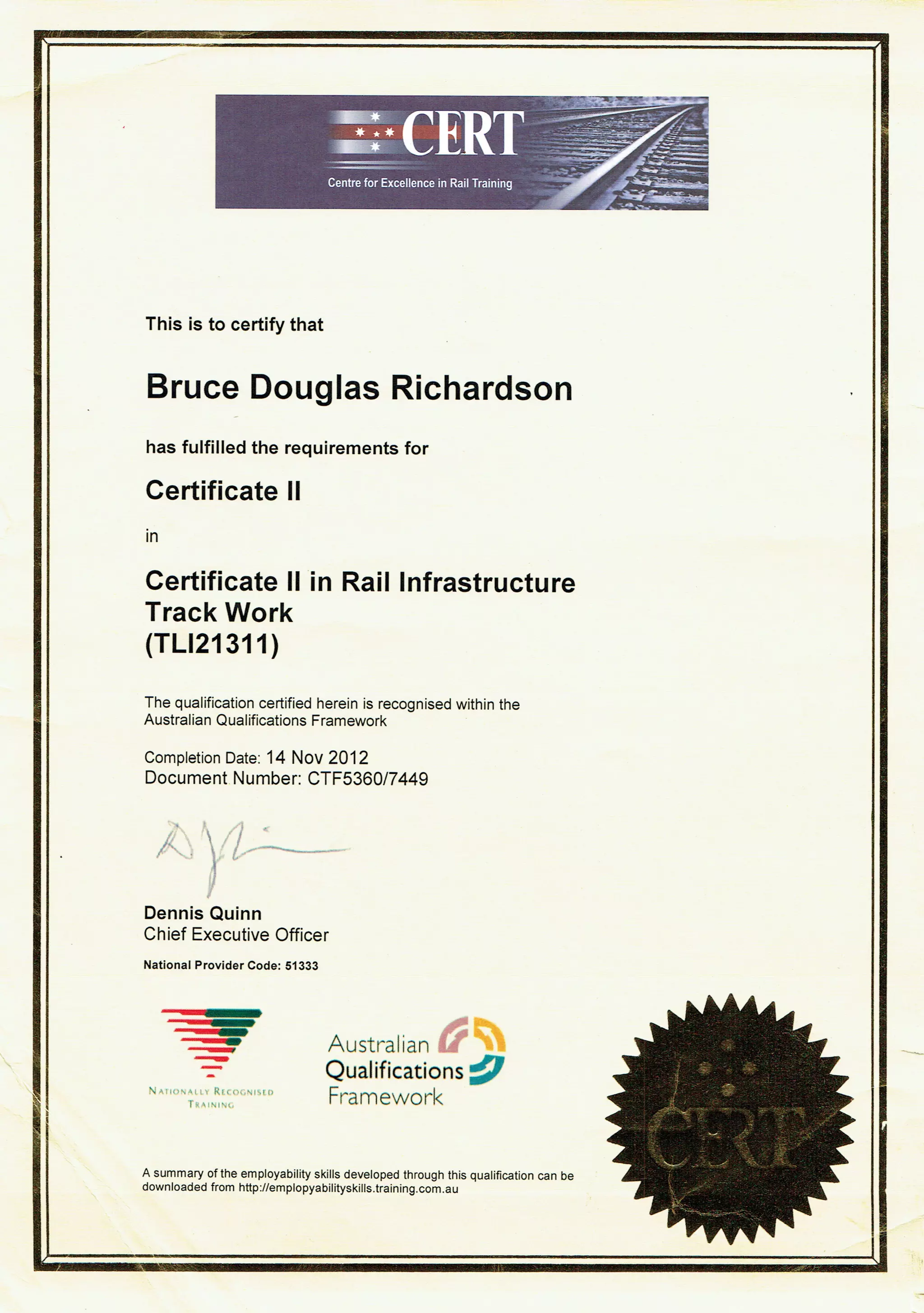 CERT II RAIL ORI | PDF