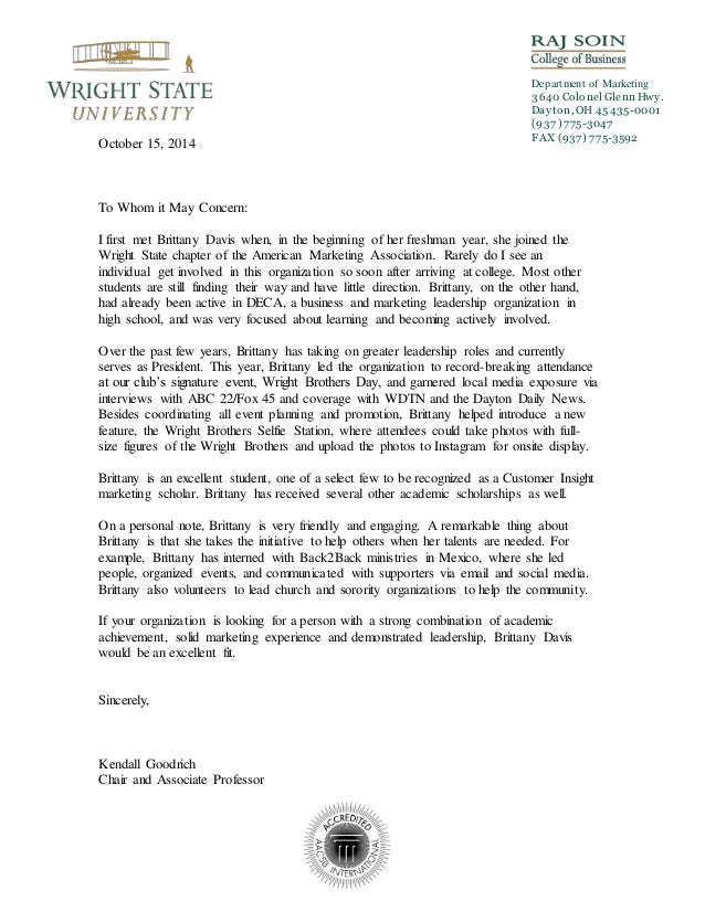 Dr Goodrich Recommendation Letter