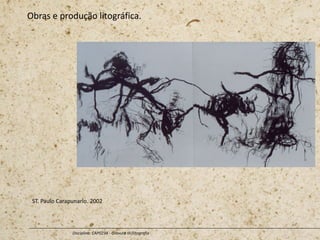 Obras e produção litográfica.
Disciplina: CAP0234 - Gravura III (litografia
ST. Paulo Carapunarlo. 2002
 