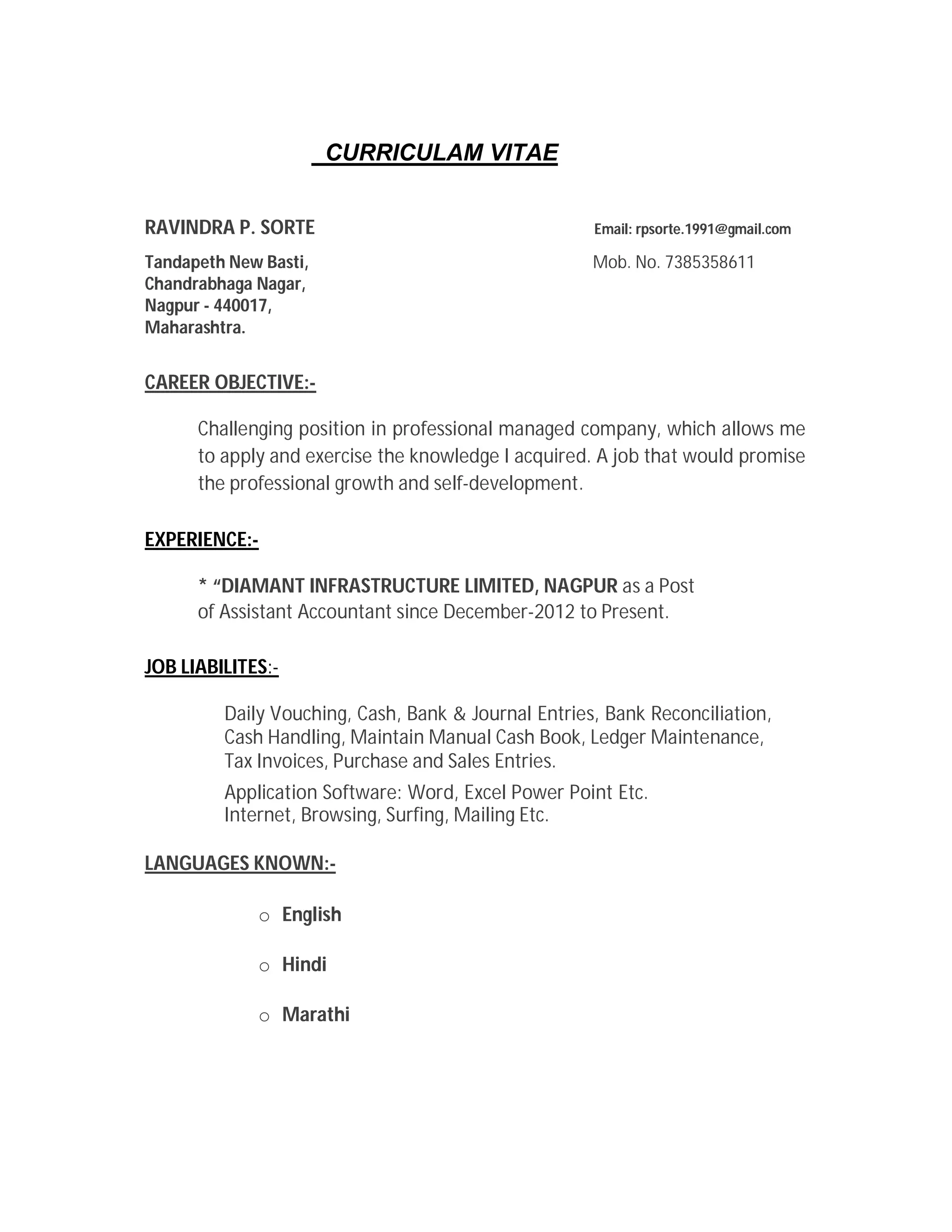 Ravindra Resume | PDF