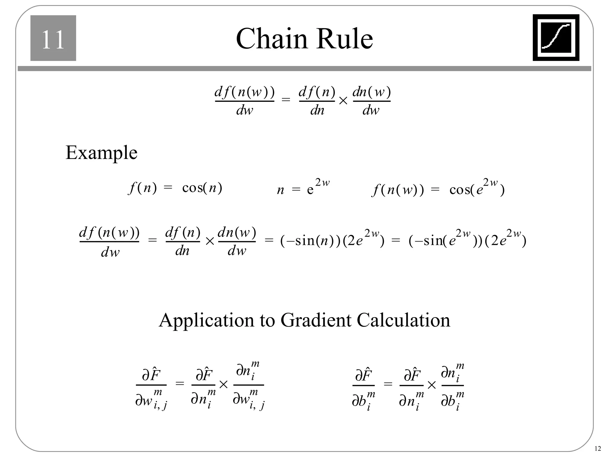 Chain Rule Example Application to Gradient Calculation 