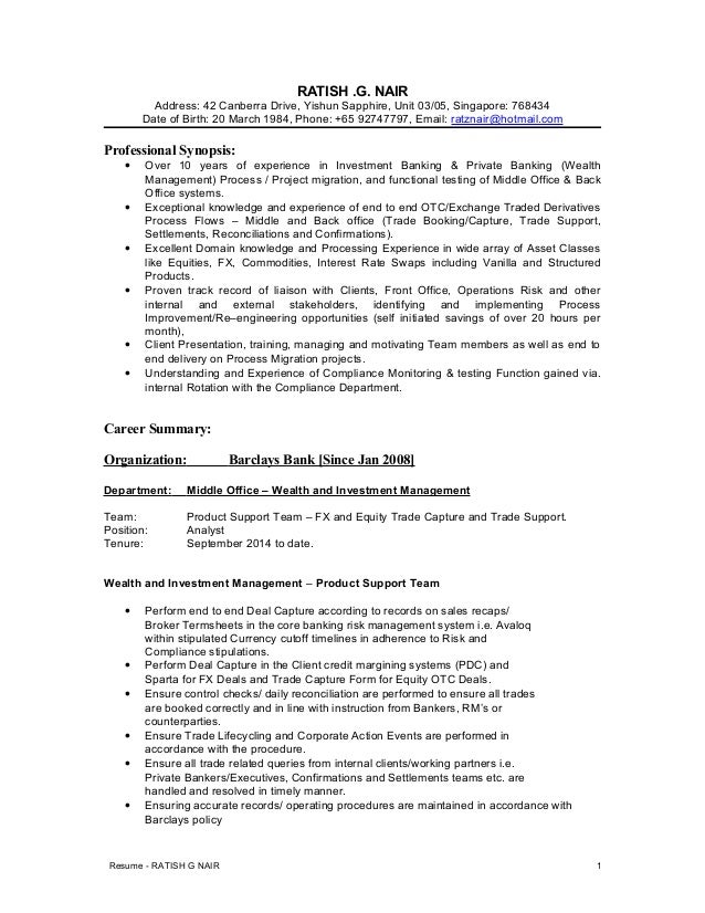ratish nair resume