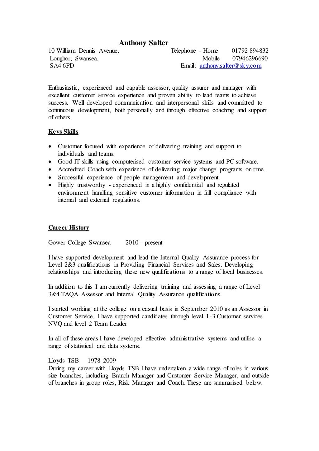 Anthony updated CV