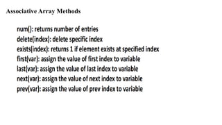 Associative Array Methods
 