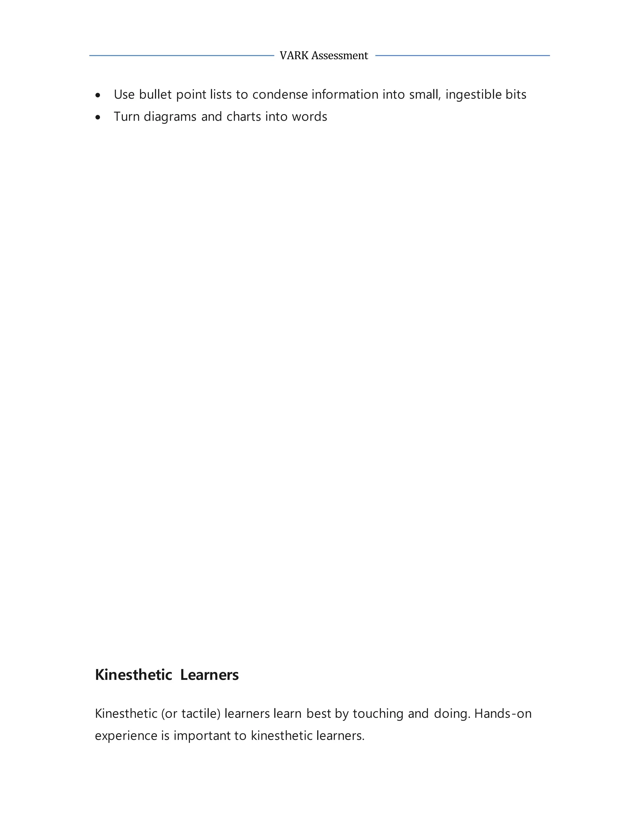 Vark assessment results pdf