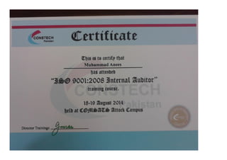 ISO Auditor Certificate