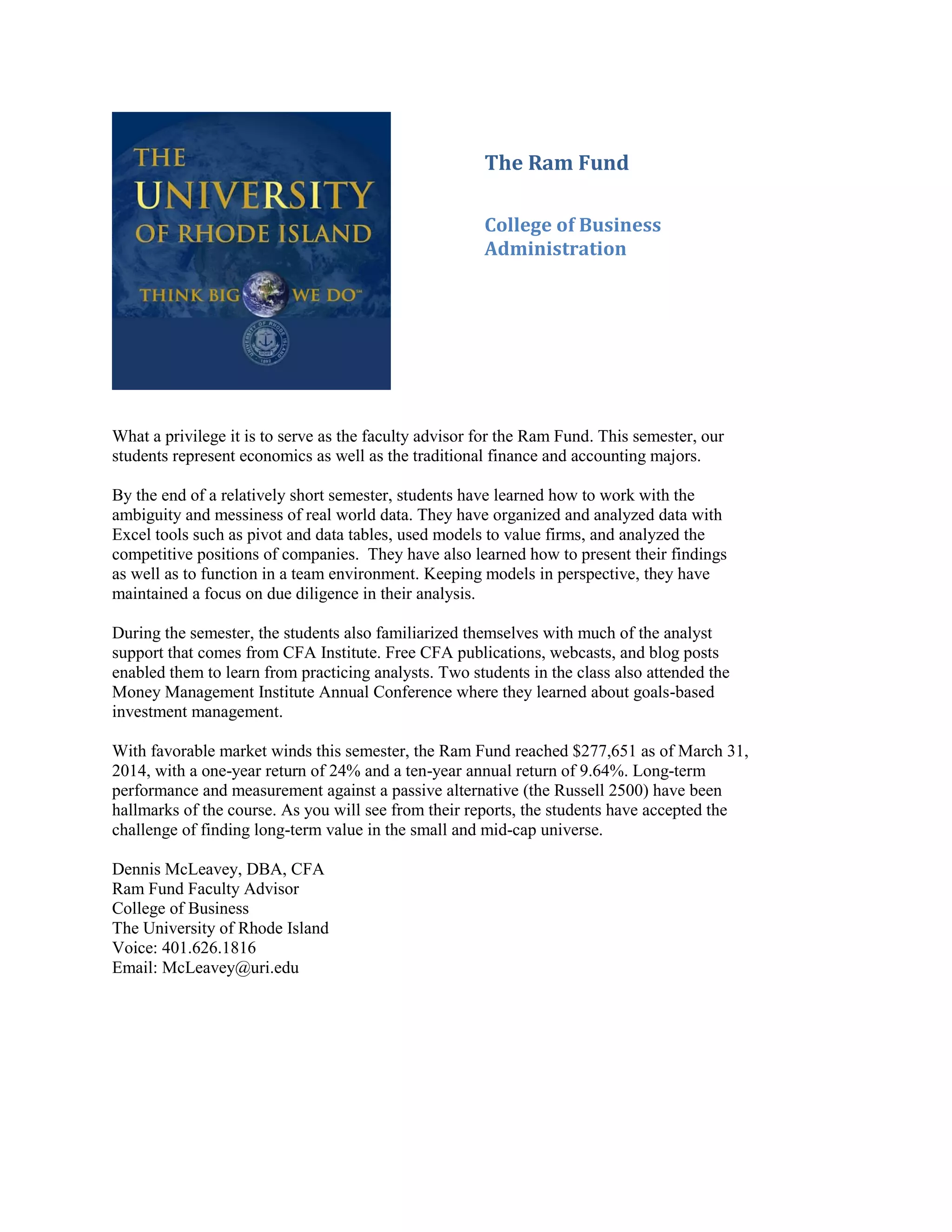Ram+Fund+Spring+2014+Presentation+Book | PDF