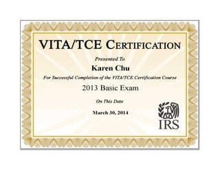 2013 VITA certificate