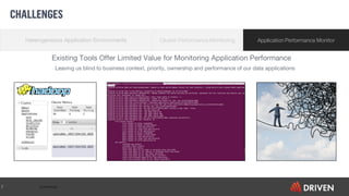Confidential7
Cluster Performance Monitoring Application Performance MonitorHeterogeneous Application Environments
Existing Tools Offer Limited Value for Monitoring Application Performance
Leaving us blind to business context, priority, ownership and performance of our data applications
CHALLENGES
 