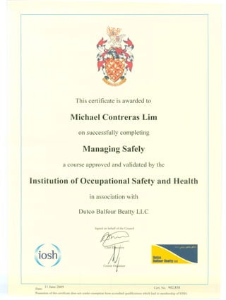 IOSH Certificate