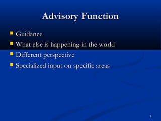 Advisory Function Board of directors | PPT