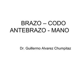 BRAZO – CODO
ANTEBRAZO - MANO
Dr. Guillermo Alvarez Chumpitaz
 