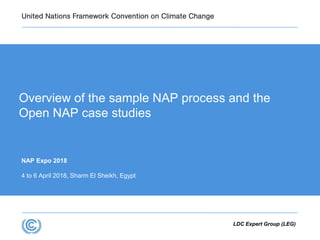 NAP Expo 2018
4 to 6 April 2018, Sharm El Sheikh, Egypt
Overview of the sample NAP process and the
Open NAP case studies
LDC Expert Group (LEG)
 