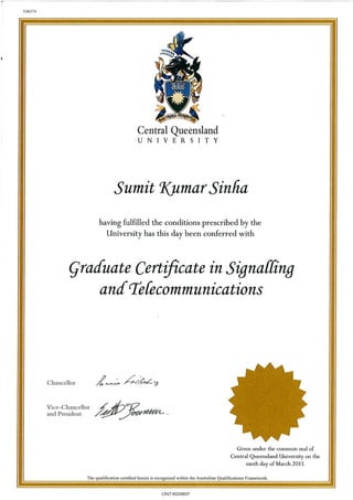 Graduate Certificate from CQU