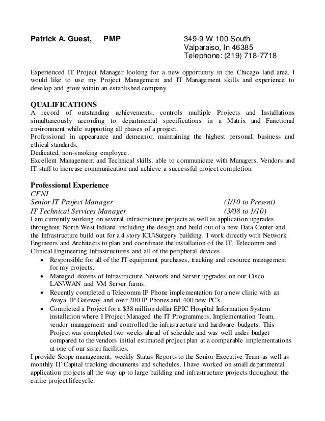 pg pmp resume cover letter 2015