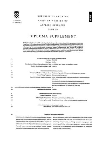 Diploma Supplement Anita Šafarić