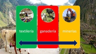 textilería ganadería minerías
 
