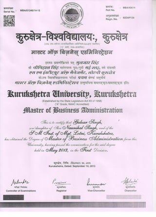 MBA DEGREE- ORIGINAL -M SHEETS | PDF