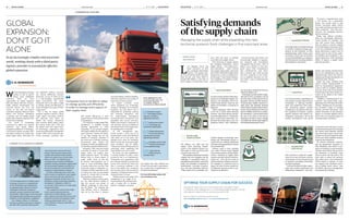 COMMERCIAL FEATURE
GOING GLOBAL raconteur.net14 RACONTEUR RACONTEUR raconteur.net 15GOING GLOBAL15 / 11 / 2016 15 / 11 / 2016
L
et’s imagine you’re the
chief executive of XYZ
plc, a company that makes
trainers. The global mar-
ket for trainers has grown by more
than 40 per cent since 2004 to
around $55 billion a year and so
there’s plenty of scope here. How-
ever, XYZ will have to rethink
every link in its supply chain.
“The structure of supply chains
has changed immensely. Linear
supply chains – buy-make-move-
store-sell-deliver – have evolved
into supply chain grids, with each
part in the traditional supply chain
replaced by a series of sophisticat-
ed networks,” says Puneet Saxena,
vice president of industry strate-
gies at JDA Software.
Trainer brands, like others, are
increasingly obliged to guaran-
tee integrity and traceability
throughout the process. “One of
Nike’s core beliefs is that pro-
gress starts with transparency
and collaboration, and that’s
why a decade ago, Nike became
the first company in our indus-
try to publicly disclose our fac-
tory base,” says a spokesperson
for Nike.
SUPPLY CHAIN
SIMON BROOKE
Satisfying demands
of the supply chain
Managing the supply chain while expanding into new
territories presents fresh challenges in five important areas
01PROCUREMENT
As with so many products these days,
trainers are surprisingly complex. For
instance, the Adrenaline GTS 17 by
trainer brand Brooks, which hit the
market on November 1, is made up of
106 pieces.
“What’s important when sourcing
in the UK is critical when sourcing
overseas,” says Jayne Hussey, partner
at law firm Mills & Reeve. “Companies
need to make local connections, un-
derstand the market place, carry out
numerous factory visits. References
can also help to understand who your
potential suppliers are.”
Technology can help trainers compa-
nies such as XYZ, according to Ad van
der Poel, head of financing services at
enterprise software provider Basware.
“E-procurement enables executives to
make quick and informed decisions
whichresultinahealthybalancesheet,”
hesays.“Byprovidingteamswithanew
layer of visibility and access to actiona-
ble information, e-procurement places
the user at the centre of the process.
Businesses are able to source, manage
andcollaboratewiththerightsuppliers,
andbringspendingundercontrol.”
02RULES AND
REGULATIONS
The Bribery Act 2010 and the
supply chain reporting require-
ments of the Modern Slavery Act
2015 apply to XYZ’s activities both
overseas and in the UK.
“Theregulatorylandscapeisalready
complex and ever-changing, and the
challenge is exacerbated when ex-
pandingintonewmarkets,”saysSonal
Sinha, vice president of solutions at
MetricStream, a provider of govern-
ance, risk and compliance software.
“There needs to be a controlled, cen-
tralised supplier on-boarding, mon-
itoring and off-boarding process to
ensure they are working compliantly
with laws and appropriately reviewed
for any other risks.”
Trainers need to have multiple
size codes if they’re being shipped
from a home market, Andrew Blath-
erwick, chairman of supply chain
solution provider RELEX Solutions,
points out. XYZ will also need an
understanding of display practices.
For example, in countries such as
Egypt the soles of shoes should not
be displayed upwards as this is con-
sidered to be offensive.
SIZE
03MANUFACTURING
XYZ might want to consider licensing
its brand to companies already oper-
ating in its new territories. In 2015,
manufacturing under licence grew
its revenue 4.2 per cent, an increase
of more than $10 billion, according to
the International Licensing Industry
Merchandisers’ Association.
“If you’re a manufacturer with
a UK licence for a particular
brand, you would need to add
further territorial rights before
you could sell these products into
other countries,” says the asso-
ciation’s UK managing director
Kelvyn Gardner.
Either way, ethical considera-
tions are increasingly important.
“Some brands, for example, will
now only source from countries
that are above a certain ranking
on the Worldwide Governance Indi-
cators list, published by the World
Bank, which gives a macro view of
factors such as rule of law, politi-
cal stability and corruption,” says
Kosten Metreweli, chief marketing
officer of Segura, a supply chain
software provider.
04LOGISTICS
For trainers brands, expanding into
new markets is easier today because
technology is reducing develop-
ment and production lead times,
and promoting greater product
transparency, according to Ed Grib-
bin, president of Alvanon, a global
apparel business and product de-
velopment consultancy. “3D virtual
product development tools speed
design and buying decision-mak-
ing on the headquarters side, and
simultaneously speed the pattern
making and fitting assessments on
the factory side,” he says.
FedEx has been working with
trainer retailer Sneakersnstuff to
drive its international expansion.
It has a store in London’s Shored-
itch, but 70 per cent of the Swedish
brand’s sales come from online cus-
tomers as far afield as the United
States and Asia.
“Visibility is fundamental to op-
erations,” says David Poole, man-
aging director of UK sales for FedEx
Europe. “Making use of your logis-
tics provider’s range of tracking
options provides businesses with
greater awareness of any potential
delays, so customer updates can be
given. This is an essential aspect of
ensuring repeat customers.”
05MARKETING
AND SALES
XYZ will have to study the compe-
tition in its new territories, advises
Trish Young, UK and Ireland’s head
of business consulting technology
provider Cognizant.
“Onlythenwilltheybeabletodeter-
mine their product positioning and
differentiate themselves,” she says.
“From there, they will need to create
localised assets and services through
the various retail channels. Beyond
this, they’ll also need to ensure their
product is in front of important influ-
encers and, where possible, analysts
to get the nod of approval.”
For trainers producers, identify-
ing the appropriate channels, be
they wholesale, own retail, e-com-
merce or franchise, is also essential.
“Brands and retailers that go down
the wholesale or franchise route
need to put in the leg work in the
early days to ensure the partners
they select have a clear framework
within which to operate, so they
can support the consistent execu-
tion of global brand values,” says
Sue Butler, director at management
consultants Kurt Salmon.
RACONTEUR raconteur.net 2XXXXxx xx xxxx
GLOBAL
EXPANSION:
DON’T GO IT
ALONE
In an increasingly complex and uncertain
world, working closely with a third-party
logistics provider is essential for eﬀective
global expansion
W
ith fast-developing emerging
markets as well as growth
among some established
customers, there are more
opportunities for global expansion
than ever before. But laws, customs,
tariffs, political considerations and
economic factors vary from one
country to the next and they’re
constantly changing. Taking all these
factors into account, maintaining
a seamless, lean and reliable global
supply chain presents companies with
an enormous challenge.
“Our world is increasingly
connected by digital and physical
networks,” says Jeroen Eijsink,
European president at C.H. Robinson,
a third-party logistics provider (3PL)
that helps companies to simplify their
global supply chains. “But there are
still signiﬁcant political, economic
and cultural differences between
territories, on top of which we live
in a fast-changing, unpredictable
global environment. This means
companies have to be able to adapt
to change quickly and efficiently in
order to manage every aspect of their
supply chain.”
This is why, he argues, global
transport operators require a robust
single global technology platform
and reporting tools, which can
handle the various interactions
that comprise global supply chains.
By working closely with a 3PL that
has global reach and state-of-the-
art technology, organisations have
accesstotransportationmanagement
systems (TMS), which automate day-
to-day processes, providing them
with greater efficiencies in their
supply chains as well as greater levels
of optimisation.
C.H. Robinson’s single global TMS,
Navisphere®
, is available through
licensing agreements or cloud
computing. “It can provide shippers
with global visibility into the details of
every shipment,” explains Mr Eijsink.
“It can help manage bids for any
method of transport, anywhere in
the world and co-ordinate contracts,
procurement, rates, tenders and
schedules.IfaTMSisusedeffectivelyit
can identify and tackle inefficiencies.”
Alongside a TMS, what else should
companies be doing to ensure their
supply chains can support their
global expansion plans? Mr Eijsink
advises them to ensure letters of
credit, tariffs, terms of sale and
all ﬁnancial documentation are in
order to avoid proﬁt-killing delays
in buying, selling and sourcing. They
should also adopt an integrated, co-
ordinated workﬂow approach as well
as making sure they use automated
systems to comply with all security
and regulatory requirements.
“Real-time, dynamic routing means
you can make decisions quickly to
take into account any number of
different challenges as they arise,”
says Mr Eijsink “For example, the
most efficient route in December
may not be the same in January,
once bad weather, political instability,
fuel prices, capacity or any number of
other factors come into play.”
In today’s uncertain world
where regulations are increasingly
stringent, managing risk is essential.
Questions can arise about who is
responsible for predicting, tracking
and resolving disruptions, and
for understanding international
commercial terms (Incoterms®
) and
associated risks around contracts,
liability and insurance. Awareness of
risks and then clear accountability at
the relevant level of the supply chain
for handling them is essential.
“A risk management plan
should include a visual map of all
transportation routes, with identiﬁed
risks called out as ‘hot spots’, plus
detailed score cards for evaluating
both in-house and contracted supply
chain providers,” says Mr Eijsink.
“These score cards will help everyone
understand which capabilities and
responsibilities are most critical.”
He points out that globalisation
is driving transport to play a more
prominent role in all organisations.
“Enterprises and organisations that
put a strong emphasis on growth and
source from around the world will
face a continuing challenge in the
form of the added cost, complexity
and risk that comes with moving raw
materials or ﬁnished products across
multiple borders,” he says.
“Global transport and supply chain
management is no longer an in-
house operation. Byworking closely
with a trusted 3PL to develop
systems, strategies, processes
and insights that make efficient use
of both time and space, organisations
can increase their competitiveness in
the global marketplace.”
For more information please visit
www.chrobinson.com
Companies have to be able to adapt
to change quickly and efficiently
in order to manage every aspect of
their supply chain
COMMERCIAL FEATURE
A US beverage producer looking to grow
in Europe sourced a co-manufacturer
in the Netherlands and embarked on
its expansion plan. However, it faced
challenges in the form of surges in
demand, seasonal variations and trade-
lane density. Identifying a carrier base and
developing market pricing also presented
problems, as did regulatory compliance.
The company chose C.H. Robinson
because it realised a third-party logistics
provider (3PL) typically enjoys greater
scale than many carriers and asset
owners. 3PLs can also connect with
smaller and medium-niche carriers,
which can reduce costs. On the other
hand, as a 3PL, C.H. Robinson has
coverage across a number of diﬀerent
markets, creating a seamless supply chain
for the beverage company’s products. It
also has the capacity to provide for the
company’s requirements as it grows.
As well as reducing risks, a 3PL can
allow a client to maintain a lean supply
chain structure and react quickly to
changes in demand. In this case, C.H.
Robinson’s single technology platform
Navisphere® enabled its client to
access and collect data so it could make
smarter decisions.
“Our experience with our beverage
client clearly demonstrates the
importance of identifying a third-
party logistics provider that has proven
expertise and then developing a close
working relationship with it,” says
Jeroen Eijsink, European president at
C.H. Robinson.
CHEERS TO A LOGISTICS EXPERT
01Instantly acquire
knowledge of taxes,
cultures, currencies,
regulations and more
02Gain access to their
technology and
worldwide relationships
03Obtain information
about international
commercial terms and
negotiating contracts
04Delegate routine tasks
that have less impact
on your global strategy
05Allow internal
staﬀ to focus on
strategic issues
FIVE BENEFITS OF
OUTSOURCING TO
A THIRD-PARTY
LOGISTICS PROVIDER
 