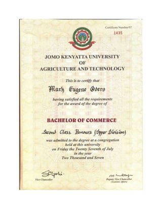 JKUAT Degree Certificate