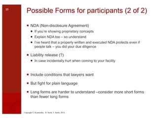 Copyright T. Komischke, H. Strub, T. Sachs, 2014
Possible Forms for participants (2 of 2)
 NDA (Non-disclosure Agreement)...