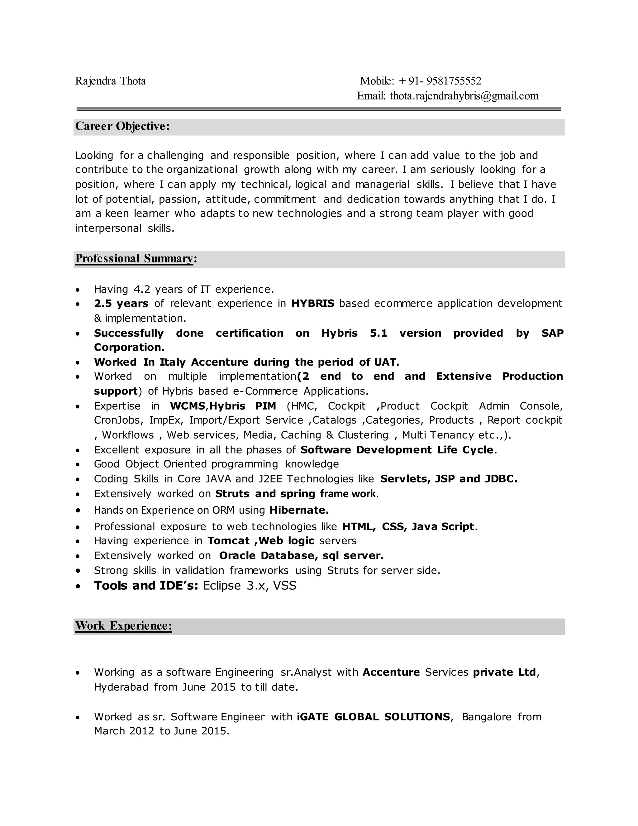 Rajendra Thota CV | PDF