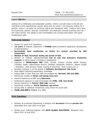 Rajendra Thota CV | PDF image.