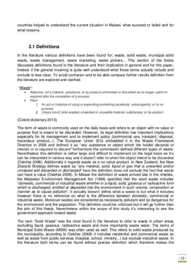 Master thesis waste management