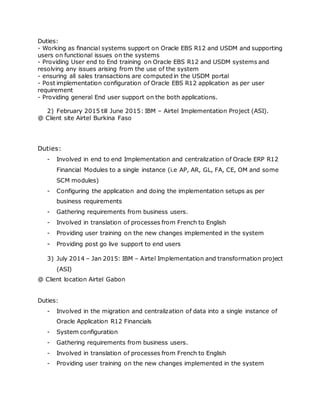 Resume Oracle EBS R12 English and French speaking consultant (upd ...