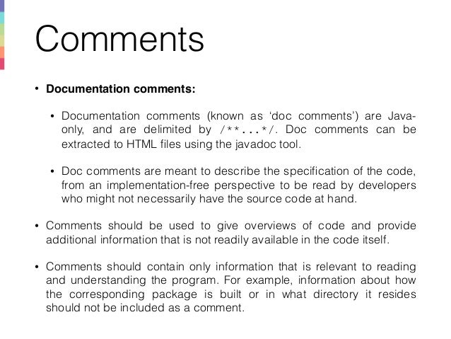 How to write good documentation comments in java