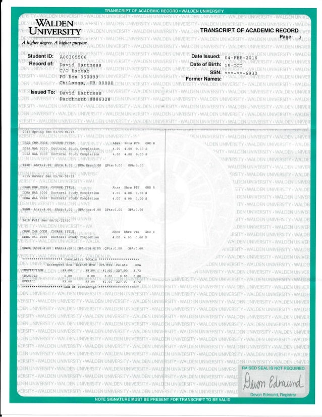 MBA Graduate transcript